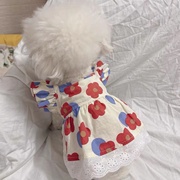 宠物衣服春夏碎花飞袖韩系短裙泰迪，比熊狗狗猫咪薄款衣服