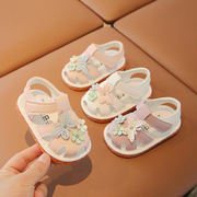 2023夏季婴幼儿爱心叫叫凉鞋，0-1岁2女宝宝包头凉鞋，女童软底学步鞋