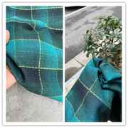 黑绿色格子大牌原版订单剩余30羊毛70棉柔软时装面料设计师外套裙