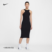 Nike耐克女子修身无袖罗纹连衣裙夏季耐克勾勾休闲FN3680
