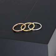 18k白金玫瑰金黄金(金黄金)空心，光圈女戒指，尾戒品牌女士指环素金白金指圈