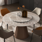 大理石餐桌轻奢高端意(高端意)式圆桌椅，组合家用圆形饭桌子现代简约高级感