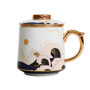 茶杯陶瓷办公杯带盖带过滤景德镇泡，茶杯茶水分离水杯家用办公