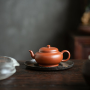 宜兴紫砂壶手工原矿赵庄朱泥，扁灯茶壶茶具还原老味实用器