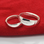 一对价真银999纯银戒指光面足银饰品男女款情侣对戒指环开口调节