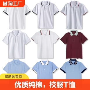 校服短袖小学生夏季polo衫套装中大童幼儿园园服t恤纯棉班服翻领