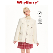 WhyBerry 22AW“财阀大小姐”小香风秋冬羽绒服垫肩夹克外套女