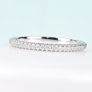 cvd培育钻石莫桑石戒指(石，戒指)女18k白金排镶微镶碎钻三排钻满钻指环婚戒