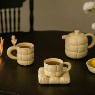 创意面包ins风陶瓷餐具咖啡杯碟，马克水牛奶杯子茶壶餐盘沙拉碗