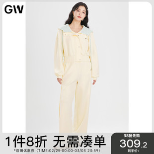 GW大码女装设计感双色气质运动卫衣套装2024春季微胖mm外套