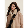 冬季美式复古高级感皮毛一体麂皮，绒羊羔毛外套(毛外套，)女棉衣冬美德拉穿搭