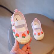 2024春夏女童帆布鞋松紧带一脚蹬单鞋休闲布鞋儿童宝宝幼儿园鞋子