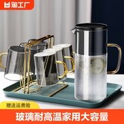 冷水壶玻璃耐高温家用大容量，凉水杯茶壶，套装耐热扎壶凉白开水壶