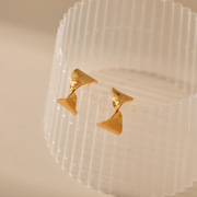 几何型扭曲设计光面耳钉 法式耳环镀金18K风义乌小饰品