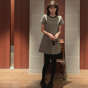 韩国直邮2023年冬装cherrykoko优雅气质小香风，收腰显瘦短袖连衣裙