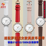 适配罗西尼女款凸口真皮手表带，rossini5167325806气质红色粉色，白色皮表带蜥蜴纹牛皮表链配件