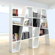 白色烤漆书柜书架异形落地书柜简易置物架书架隔断柜装饰柜定制
