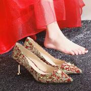 秀禾婚鞋女2022年红色高跟鞋婚纱，两穿中式结婚鞋子，新娘鞋夏季