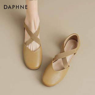 达芙妮法式芭蕾舞鞋女外穿2024夏季凉鞋子复古平底玛丽珍单鞋