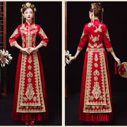 秀禾服新娘结婚礼服中式嫁衣复古改良旗袍裙，龙凤褂红色新娘装长款