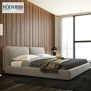 如恩北欧软靠包布艺(包布艺)床现代简约可拆洗1.5m1.8双人婚床储物床d101