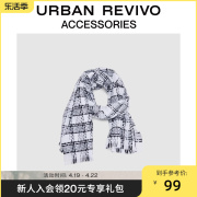 URBAN REVIVO秋冬季女士经典时髦格子条纹围巾UAWA30234