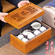 收纳盒功夫茶具茶盘套装旅行便携包建水紫陶茶壶茶杯紫砂陶瓷白瓷