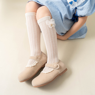 儿童长筒袜女童中筒袜，过膝纯棉春秋薄款宝宝，半截高筒堆堆袜长袜子