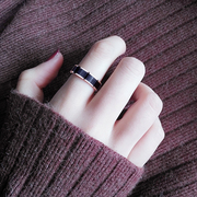 黑陶瓷戒指男女食指时尚个性，潮夸张网红韩版轻奢高级感钛钢不掉色