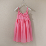 夏季女童公主裙纯棉，吊带裙儿童裙子纯色，背心裙粉红色连衣裙沙滩裙
