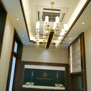 定制酒店大堂宴会厅会所吧台别墅客厅餐厅现代新中式长方形大吊灯