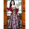 早春法式复古礼服高端轻奢小众，玫瑰宫廷风小洋装，连衣裙套装高级感
