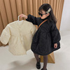 女童宝宝加厚棉服2023冬装，韩版儿童刺绣，泡泡袖夹棉棉衣外套