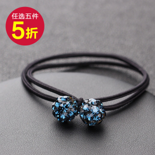 捷克水钻球球头绳女简约水晶扎头发，皮筋气质发圈优雅发绳2019