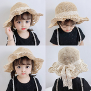 女宝宝帽子夏季遮阳渔夫帽草帽，1-2岁儿童帽子公主帽，3女童盆帽4潮