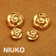 niuko玫瑰花金属金色高贵大衣扣子