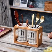 创意北欧陶瓷筷子筒双筒沥水，家用筷子桶筷子盒韩式收纳置物架
