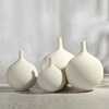 风韩国复古圆形陶瓷花瓶素烧干花花器简约现代装饰品摆件