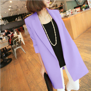 香芋紫色小西装外套女中长款2024年春季韩版宽松休闲长袖西服