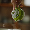 无落瓷器苹果绿色釉下彩纯手绘兰花八方茶壶，过滤球孔功夫茶泡茶壶