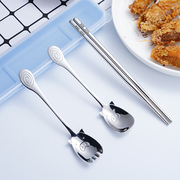 304不锈钢学生餐具户外勺子，叉子筷子套装女生旅行便携儿童餐具
