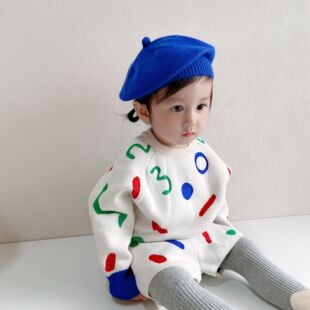 ins韩国小童春秋冬装婴儿毛衣，套装男女宝宝，针织超洋气女童两件套