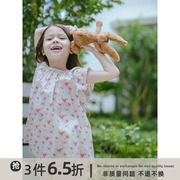 史豌豆(史豌豆)女童田园碎花，短袖娃娃衫，2023夏季儿童甜美洋气时髦上衣