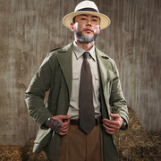 SOARIN美式复古猎装式外套男 阿美咔叽军装休闲收腰军绿色夹克薄