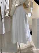 韩国东大门春装气质白色，垂感高腰显瘦伞裙a字长款半身裙女