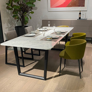 意式极简天然大理石餐桌 现代简约长方形饭桌 4人6人家用吃饭桌子