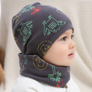 宝宝帽子围脖两件套冬季男童女童秋冬薄款纯棉婴幼儿春秋保暖套装