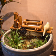 水车轮小型竹子流水器石槽陶瓷鱼缸过滤器水景喷泉轮水车装饰水循