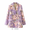 欧美女装澳洲小众花卉，印花紫色西装，春秋季女士休闲西服外套