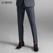 吉约蒙男士羊毛灰色直筒西裤韩版修身西服裤子商务正装西装西裤